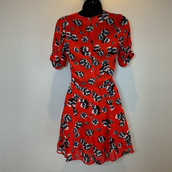 Réalisation Par The Ozzie Pansy Mini Dress Red Floral V Neck XS Silk (FLAW) - Picture 4 of 9